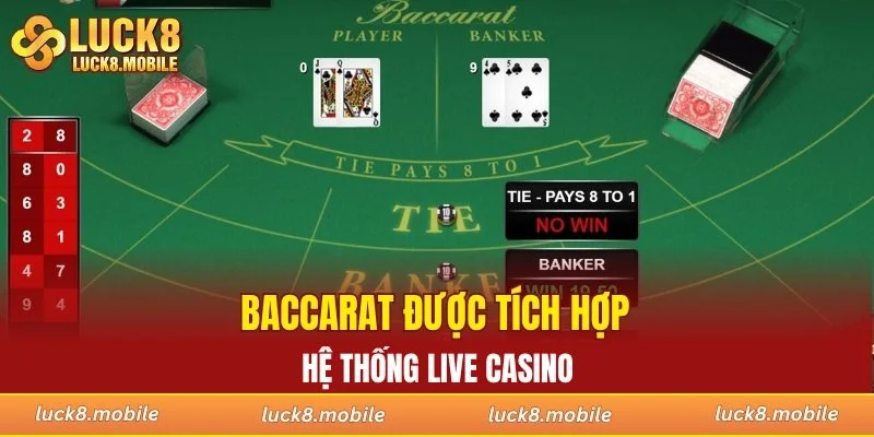 Baccarat được tích hợp hệ thống live casino
