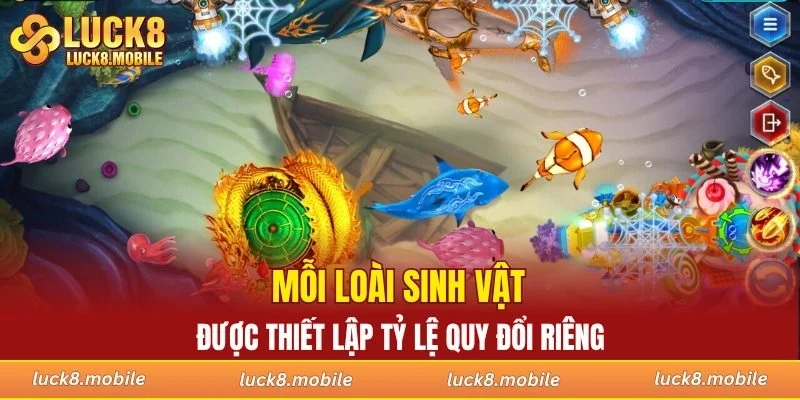 Mỗi loài sinh vật được thiết lập tỷ lệ quy đổi riêng